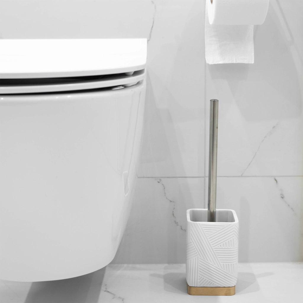 KADAX Scopa per WC quadrata con contenitore, bianca, moderna