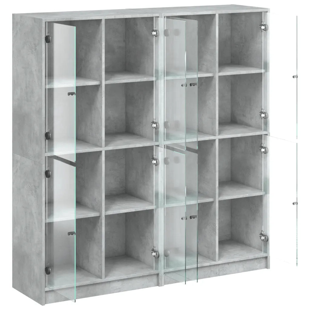 Libreria Ante-Scaffale per Libri-Mobile di Stoccaggio Grigio Cemento 136x37x142 cm in Legno Multistrato 673652