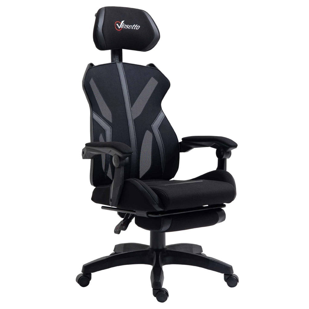 Sedia Gaming Girevole Reclinabile ¨C Xylo ¨C con Poggiapiedi Retrattile e Altezza Regolabile 65x65x119-129cm Nero