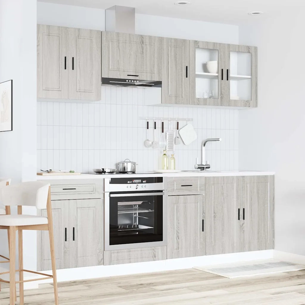 Set Mobili da Cucina 8 pz Kalmar Grigio Sonoma in Truciolato