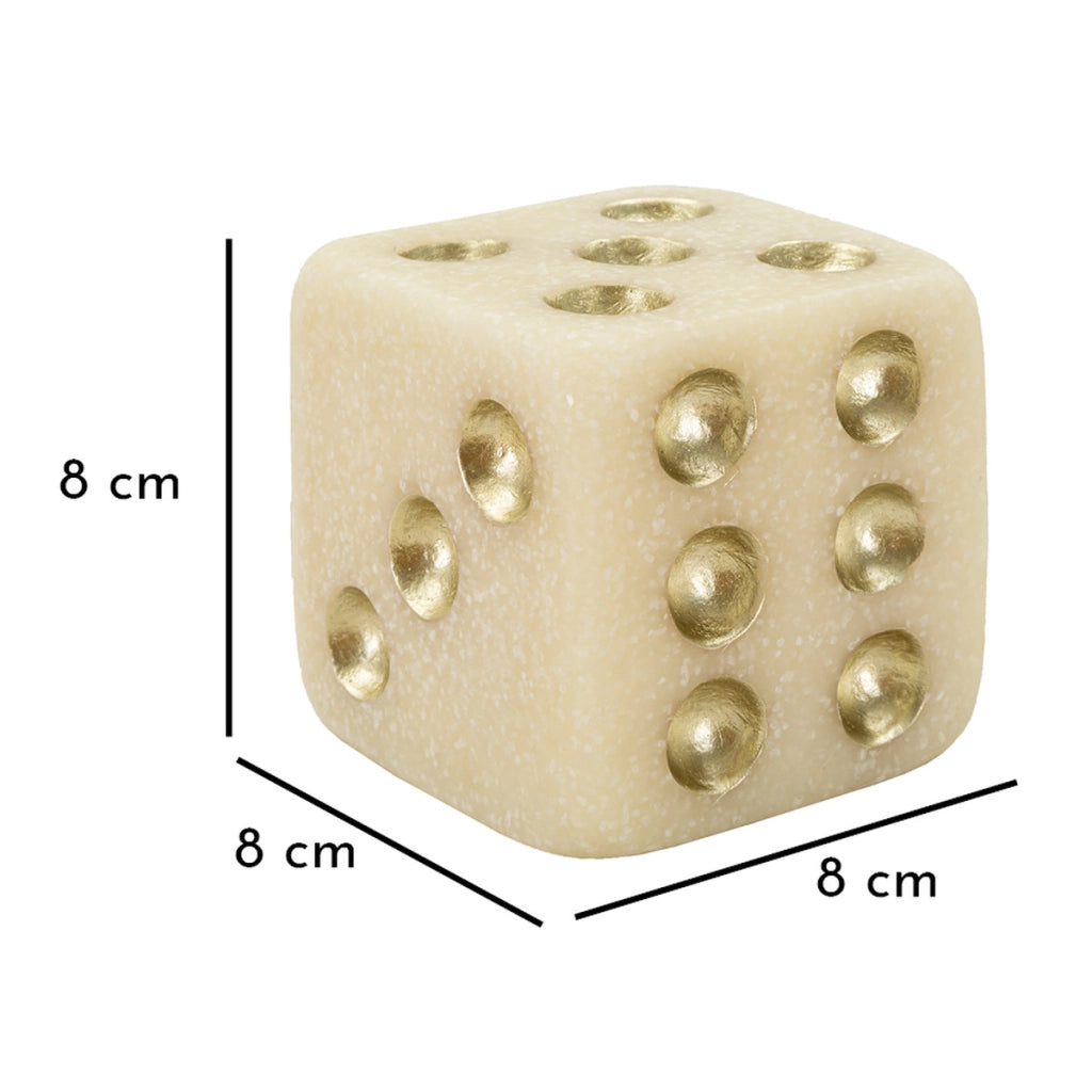 Scultura Dado 1, Bianco, Poliresina, 8x8x8 cm