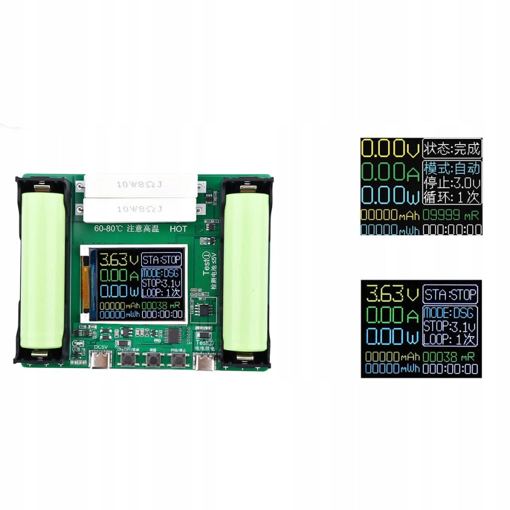 Tester LCD Capacità e Resistenza per Batterie 18650 USB-C – Misurazione Precisa, 3 Modalità, Compatibile con Powerbank