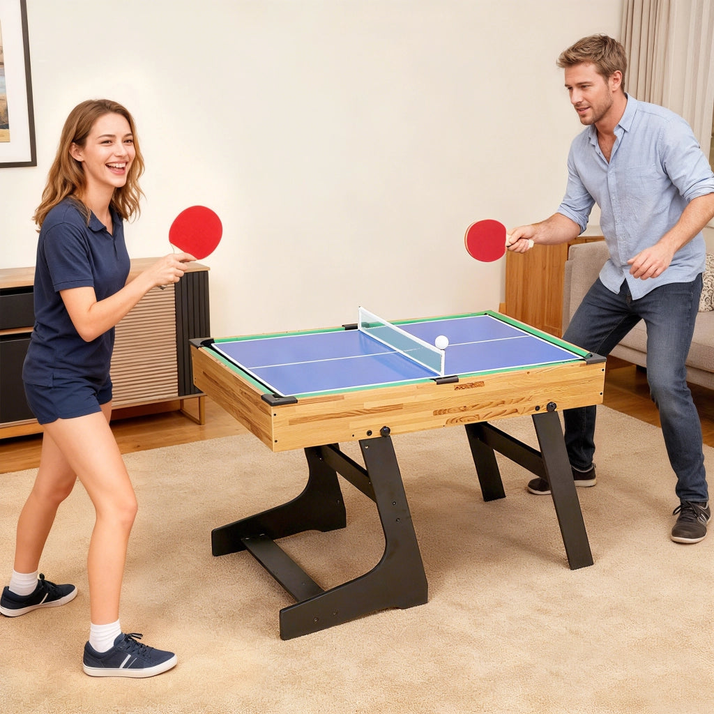 Tavolo multigioco 13 in 1 pieghevole ¨C zephmum ¨C 120x106x82 cm noce chiaro