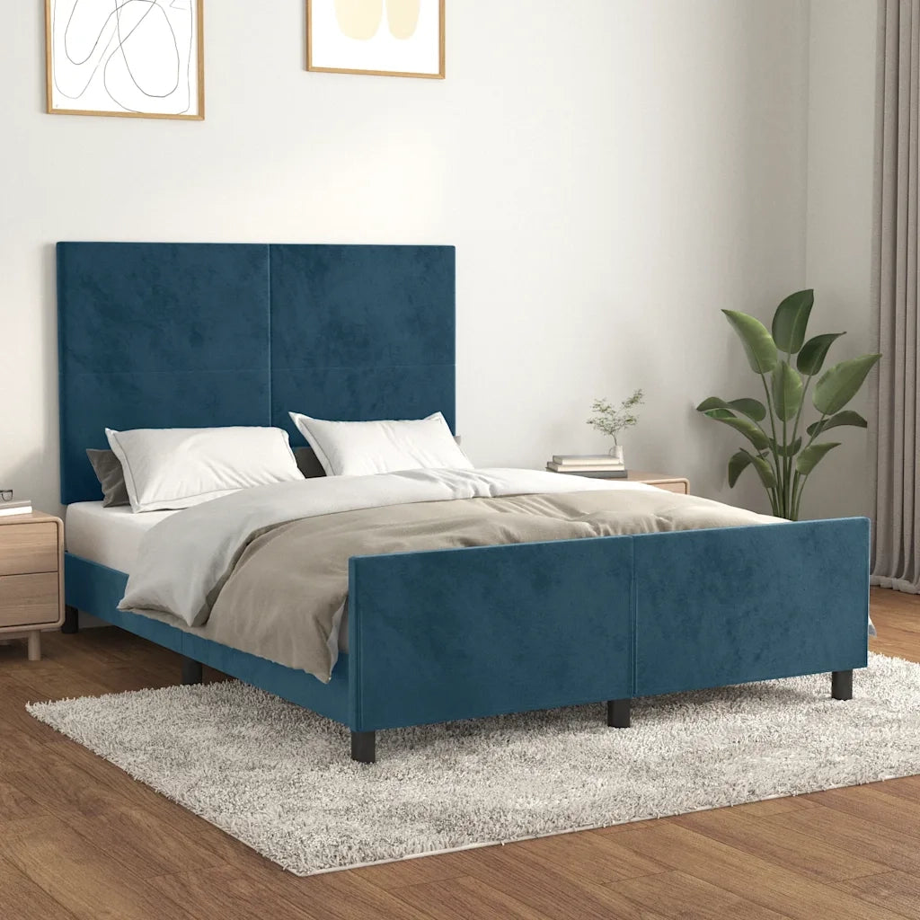Giroletto senza Materasso Blu Scuro 140x190 cm in Velluto 3125633