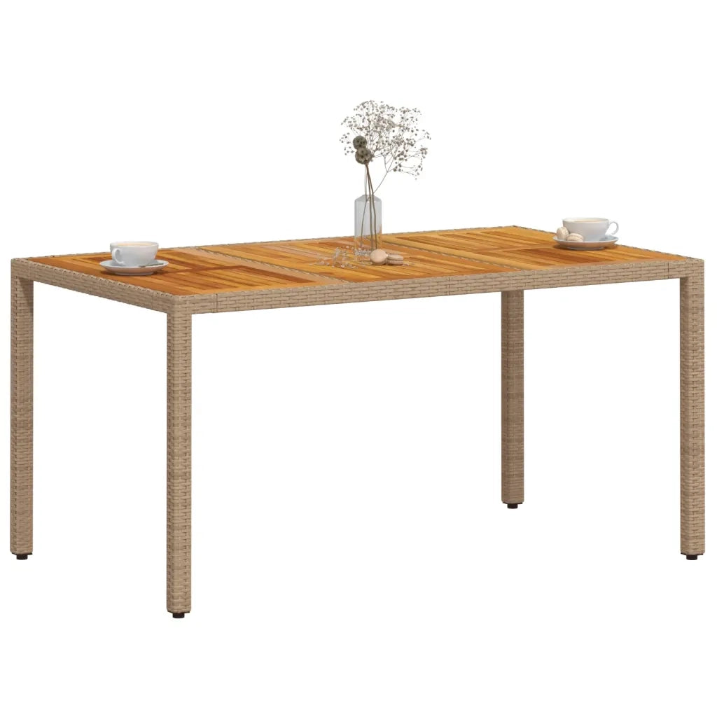Tavolo da Giardino Beige 150x90x75 cm in Polyrattan e Acacia 368127