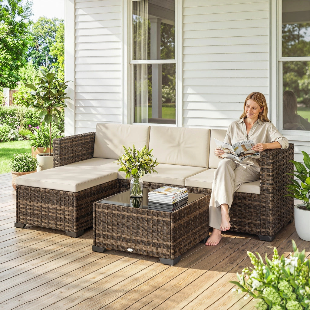 Set da giardino 5 pezzi in rattan con cuscini ¨C zephmum ¨C grigio