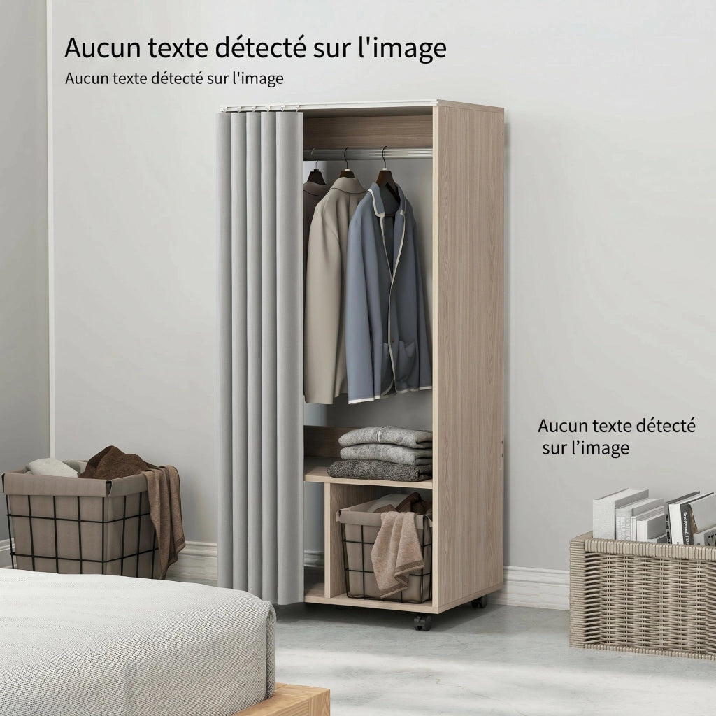 Armadio guardaroba con appendiabiti e ripiani ¨C Xylo ¨C 60x40x128 cm effetto legno naturale