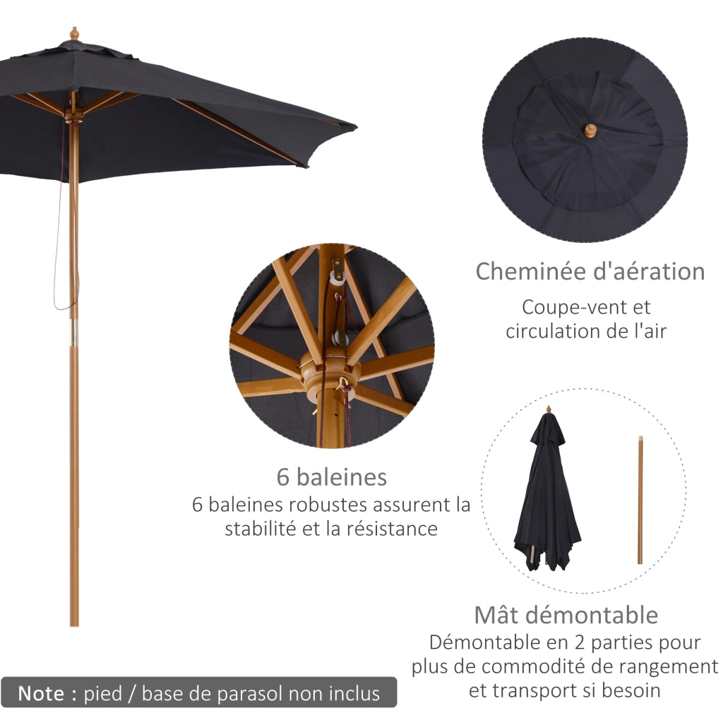 Ombrellone da giardino esterno doppio tetto esagonale ¨C zephmum ¨C Bamb¨´ nero ? 250x230 cm