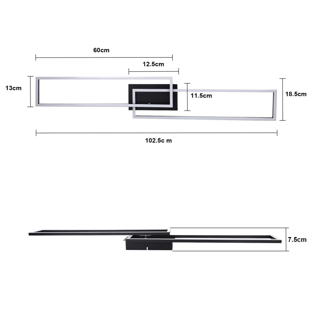 ZMH Lampada da soffitto plafoniera LED moderna 2 luci 32W 3000K per soggiorno camera letto