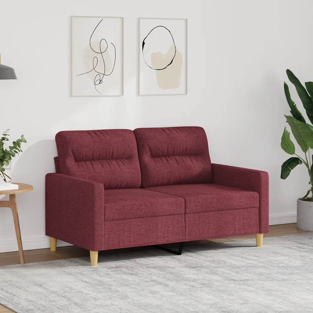 Divano a 2 Posti Rosso Vino 120 cm in Tessuto 359233