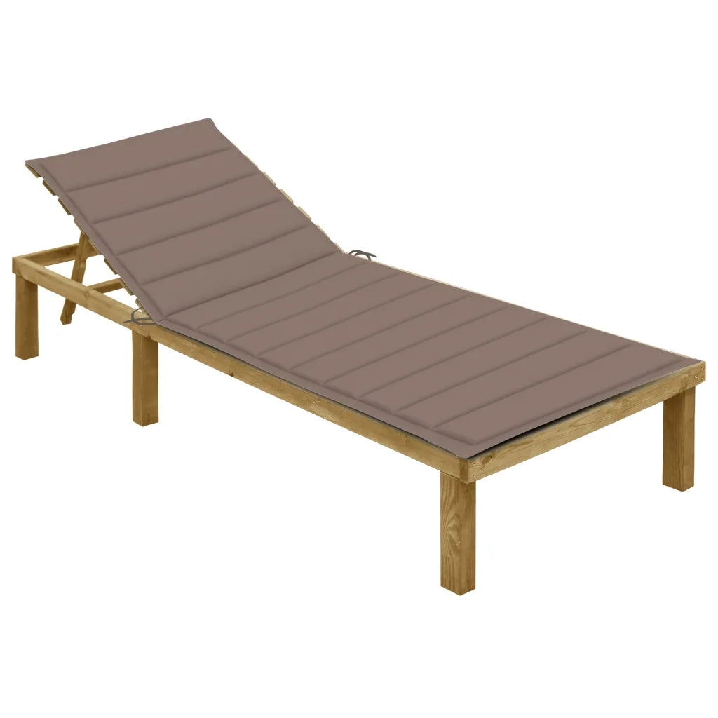 Lettino Prendisole con Cuscino Tortora in Legno Pino Impregnato cod mxl 45360