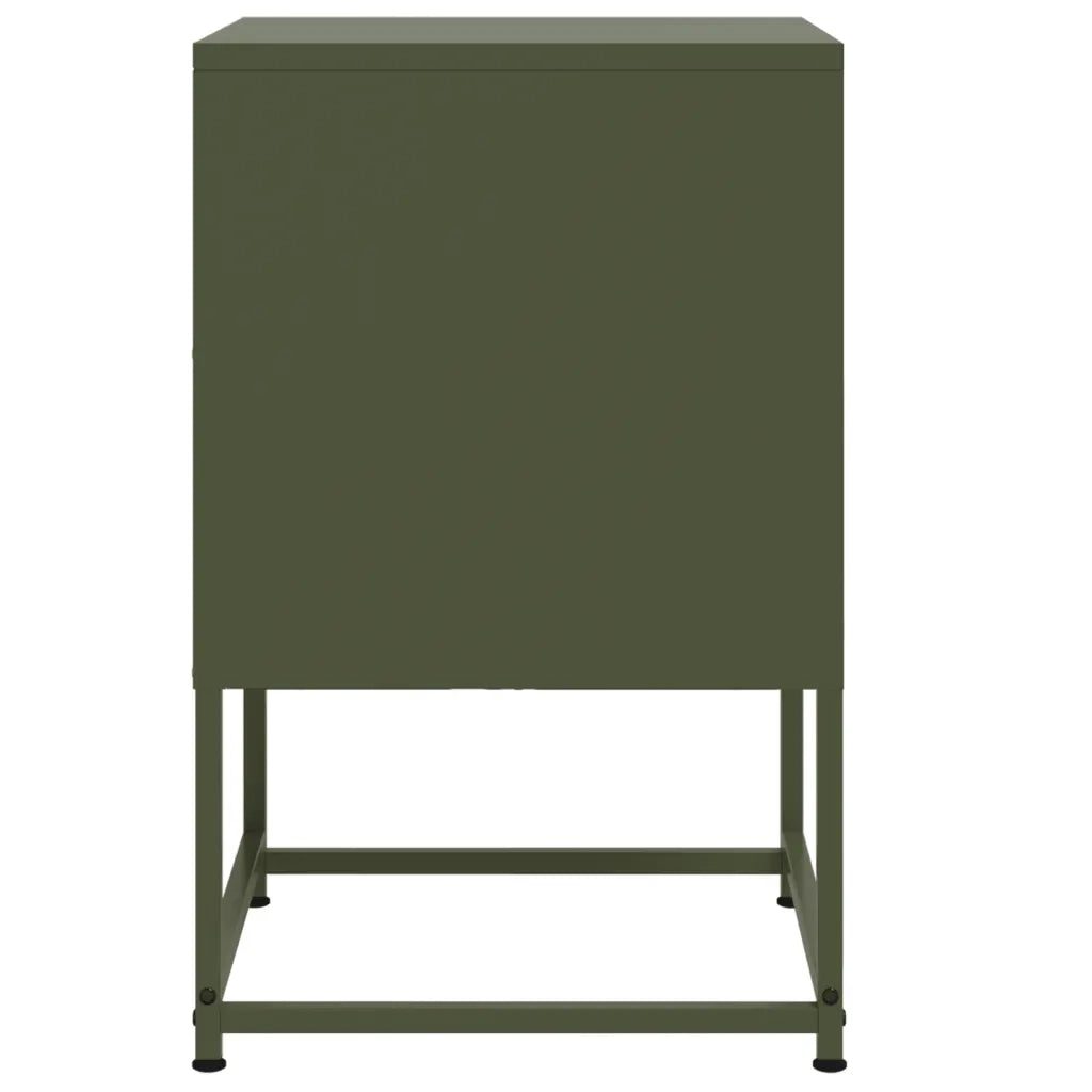 Set di 2 Comodini | Armadio da Notte | Mobiletto da notte Verde Oliva 36x39x60,5 cm in Acciaio