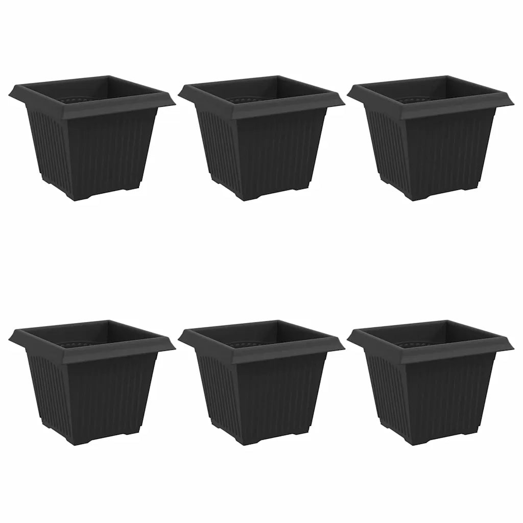 Vaso quadrato per fiori 6 pcs Nero 20 x 20 x 16 cm Plastica 42020335