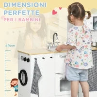 Cucina Giocattolo 2 Pezzi per Bambini 3-6 Anni con Utensili da Cucina, Luci ed Effetti Sonori, in MDF e PP