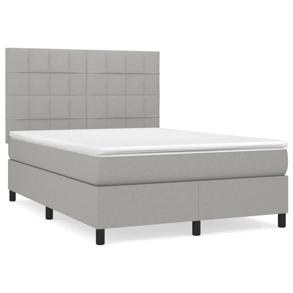 Giroletto a Molle con Materasso Grigio Chiaro 140x200cm Tessuto 3141777