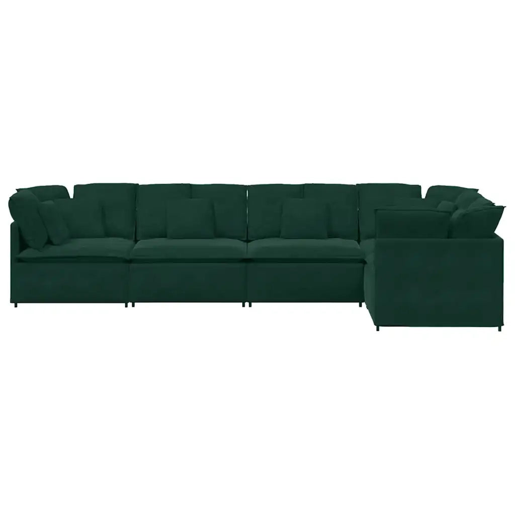 Divano Modulare con Cuscini in Velluto Verde Scuro 3321339