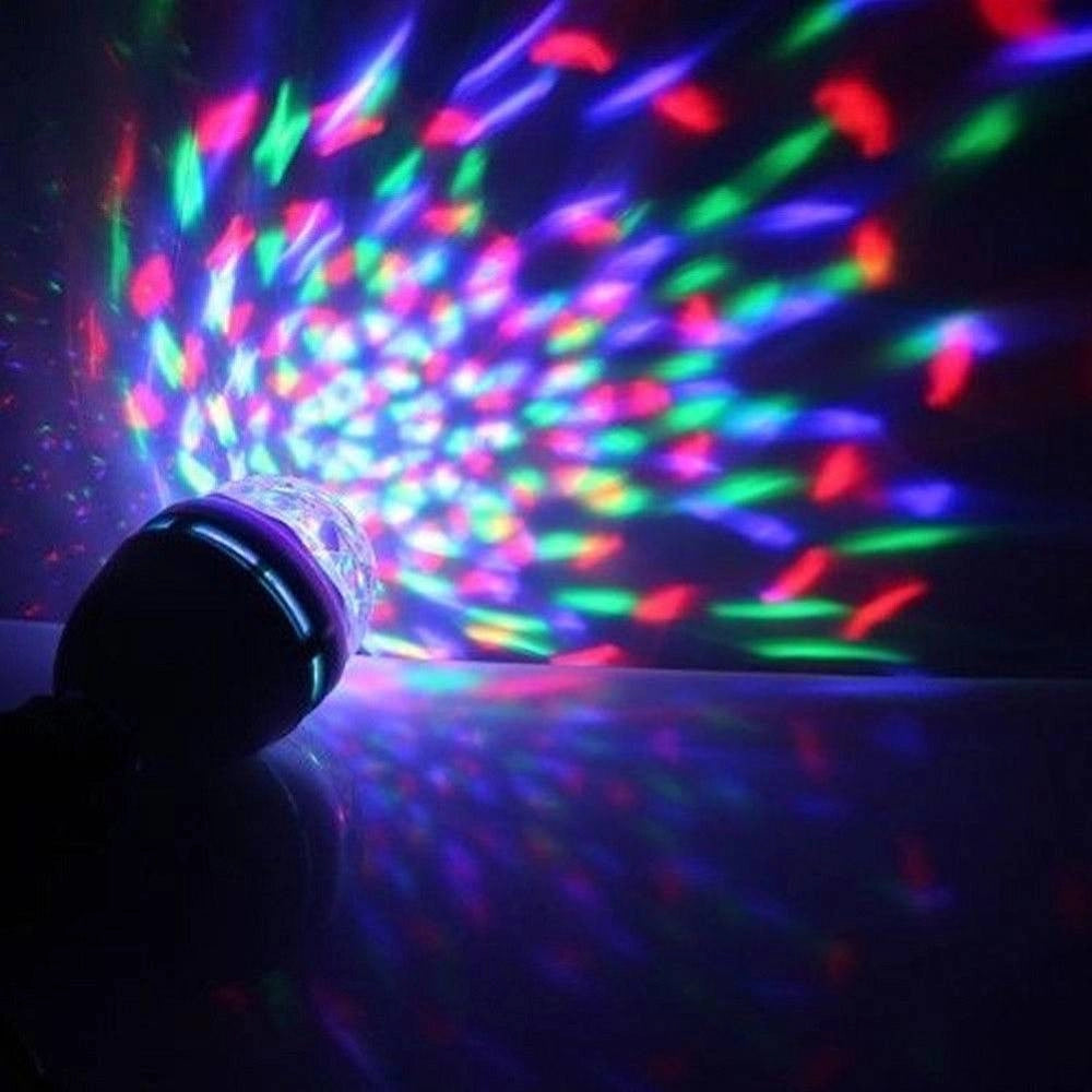 Trade Shop - Lampada Lampadina Rotante Rgb E27 Effetti Luce Led Luci Discoteca Natale Feste -