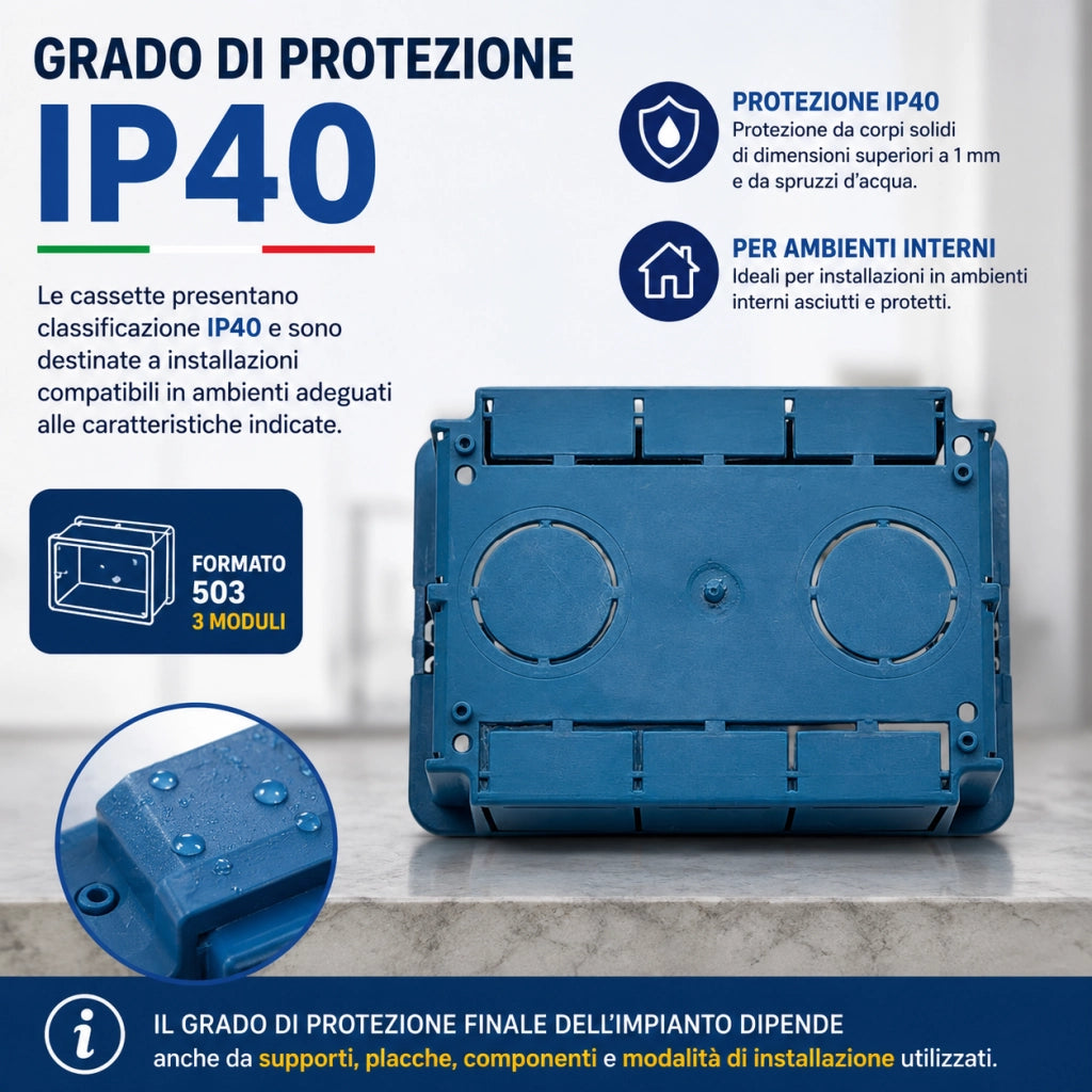 12 Cassette Incasso 503 3 Moduli 100 x 60 x 40 mm IP40