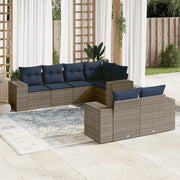 Set Divani da Giardino 7 pz con Cuscini Grigio in Polyrattan 3222810