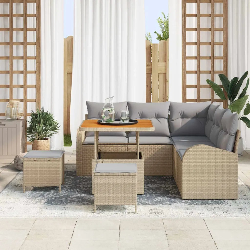 Set Divano da Giardino con cuscino 8 pcs Beige e Grigio Chiaro 3364342