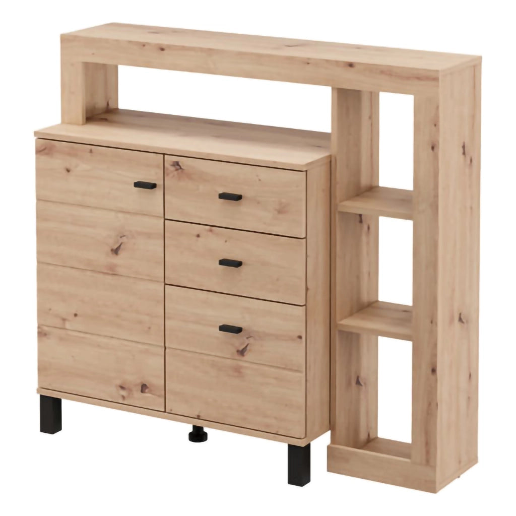 Madia Coloni, Credenza 3 Cassetti, 106x35x101h cm Marrone Rovere Nodi