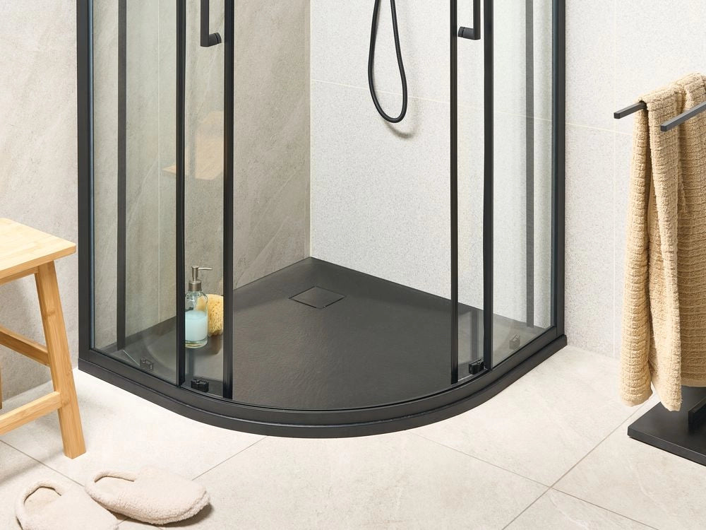 Piatto doccia con scarico nero SMC 90 x 90 x 3 cm effetto pietra naturale minimalista