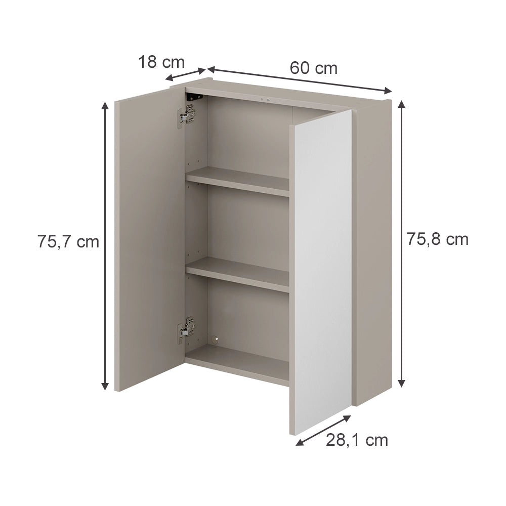 Vicco Specchio contenitore bagno Cachemire 60 x 75.8 cm con 3 scomparti chiusi