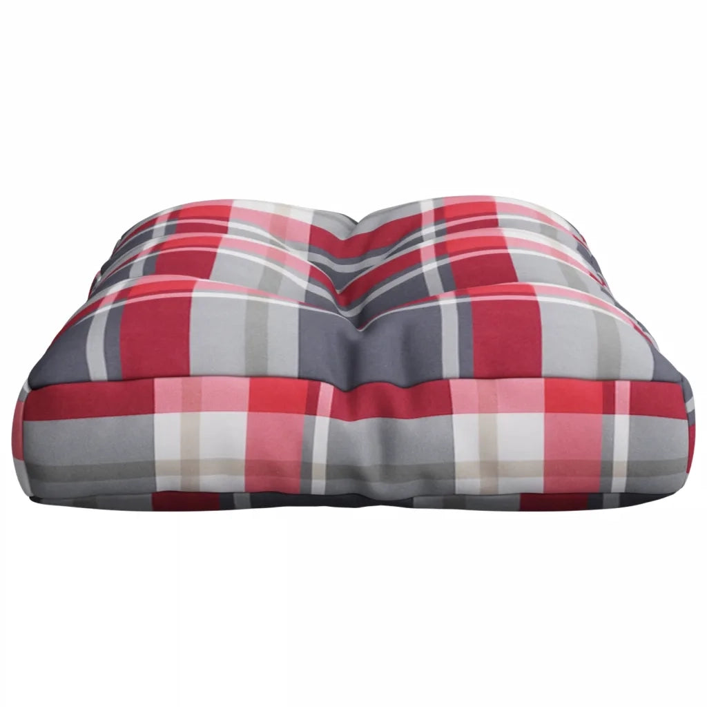 Cuscino per Pallet a Quadri Rossi 60x40x12 cm in Tessuto 360570