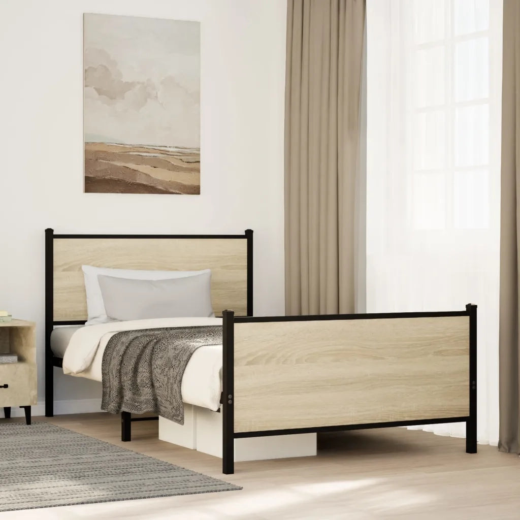 Giroletto senza Materasso in Metallo-Struttura Letto Rovere Sonoma 100x200 cm 132640
