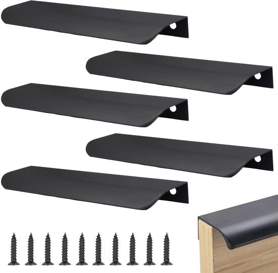 Set di 5 ganci per armadi nascosti - nero - lega di alluminio