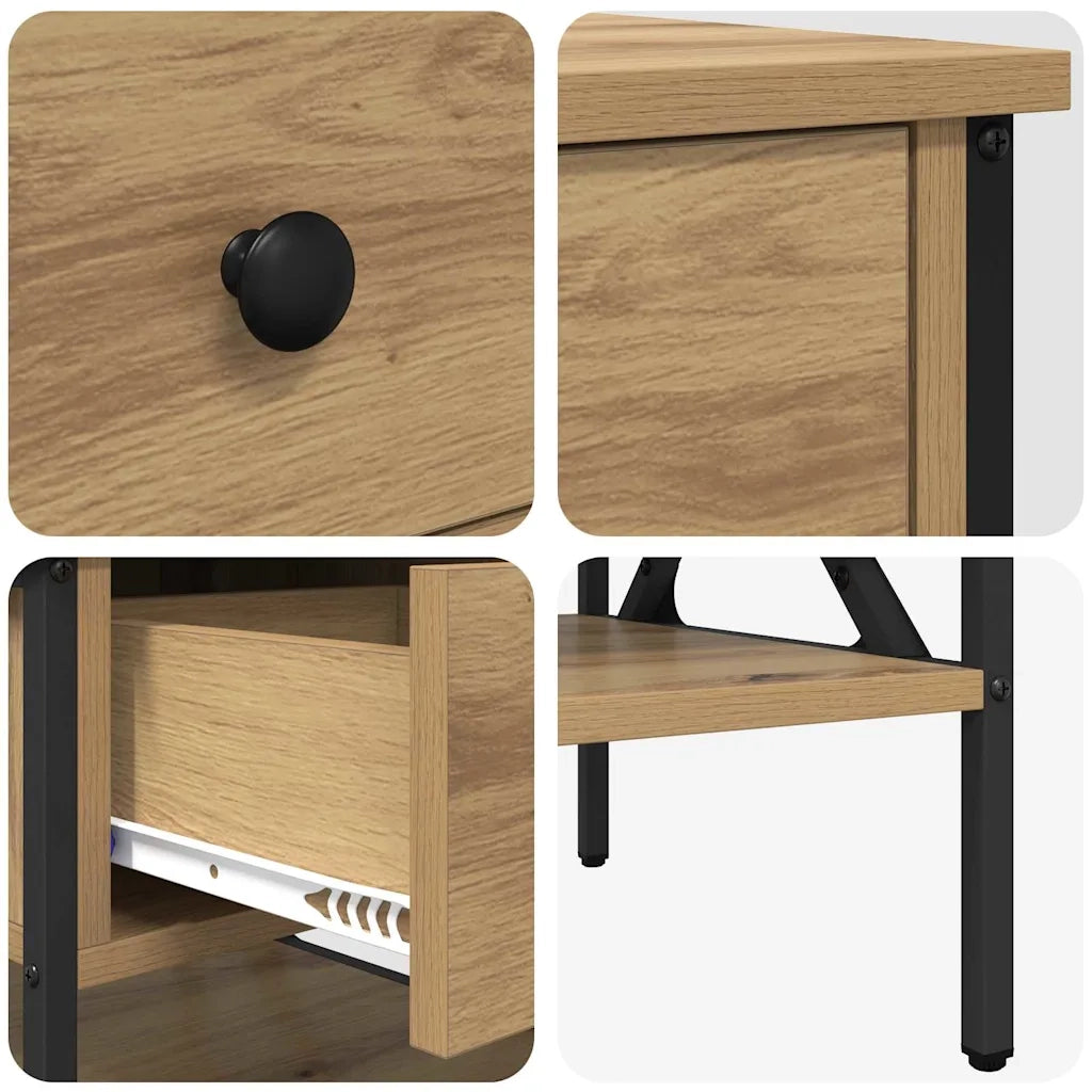 Comodino con cassetto 2 pcs rovere artigianale 40 x 42 x 45 cm 871225