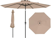 Ombrellone da Giardino, Diametro 290 cm, Ombrello da Spiaggia con Manovella e Inclinazione Regolabile, Ideale per Spiaggia, Balcone, Giardino (Beige)