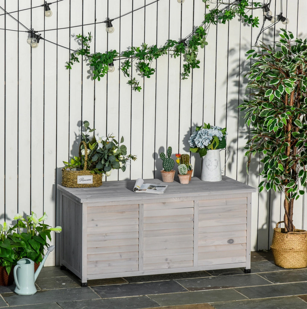 Cassapanca da giardino in legno grigio chiaro 127x56x60 cm