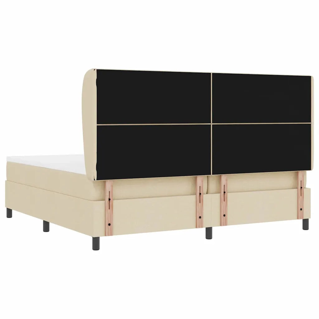 Letto a molle con materasso Crema 200 x 200 cm Tessuto 3340653