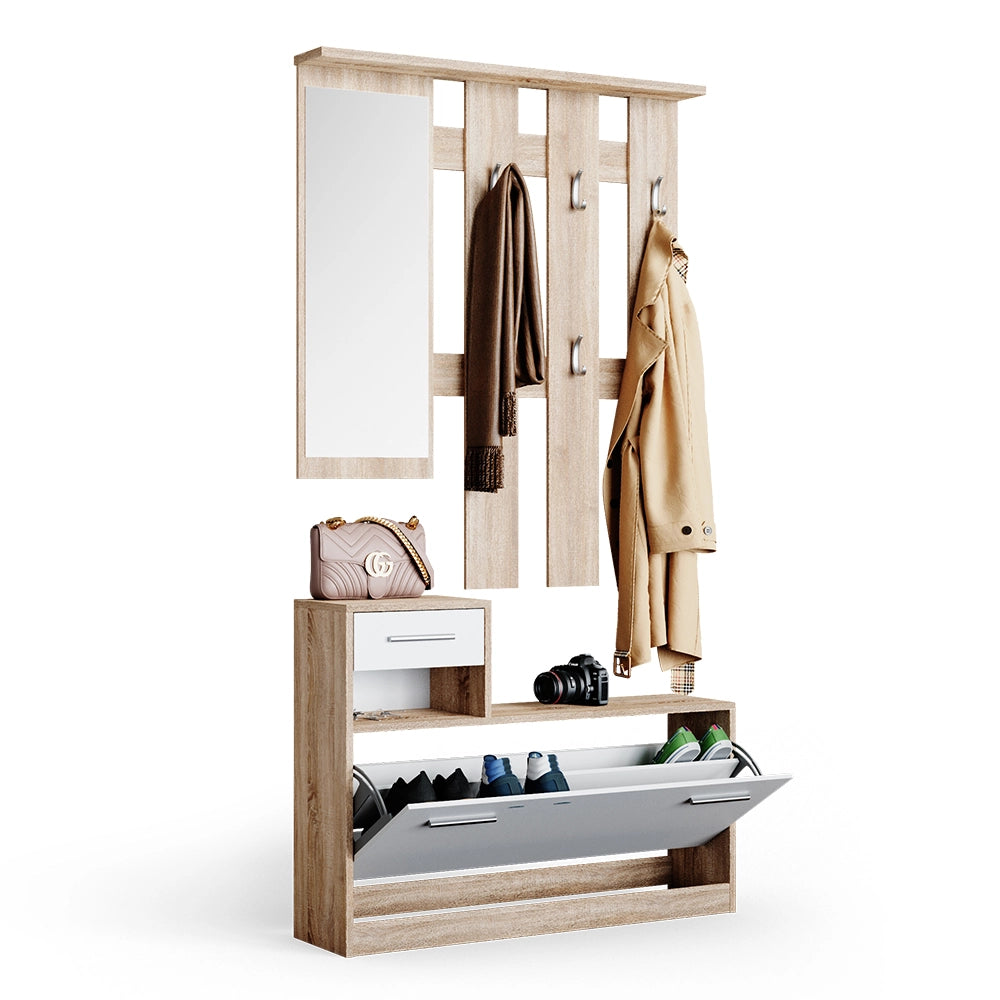 Vicco Armadio da ingresso Bianco/Sonoma 25 x 191 cm