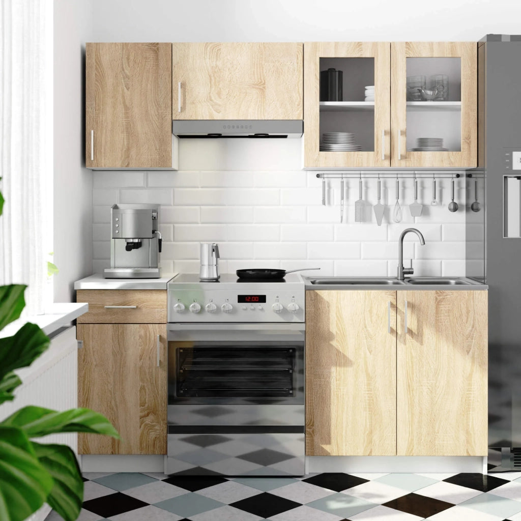 Vetrina da cucina sospesa AKORD LIMA Bianca 80 cm 2 porte inserto frontale Quercia Sonoma 80x30,5x58 cm