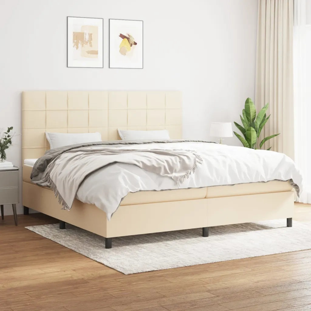Giroletto a Molle con Materasso Crema 200x200 cm in Tessuto cod mxl 63095