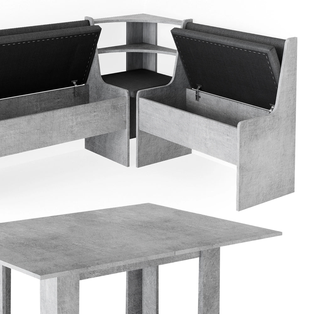 Gruppo panca ad angolo Roman Calcestruzzo 150 x 120 cm con tavolo Vicco