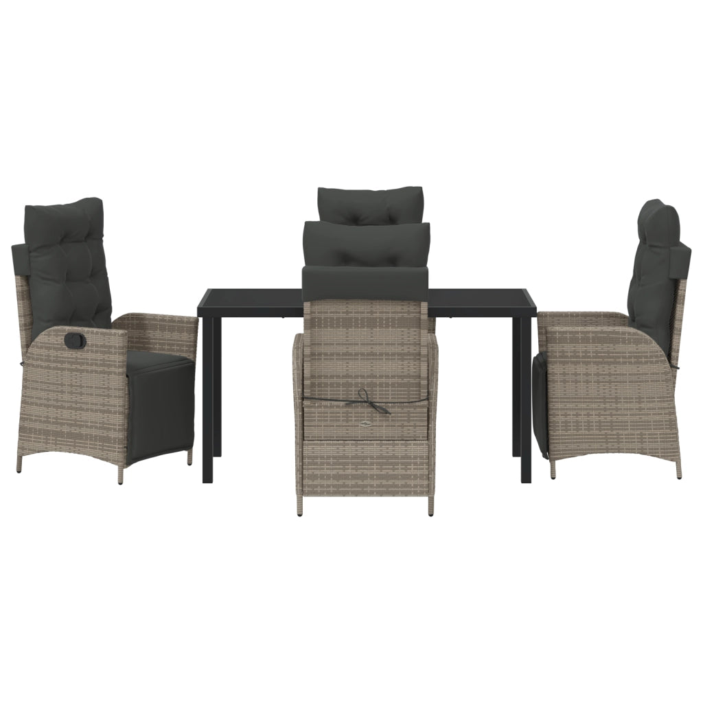 Set di Mobili da Giardino 5 Pezzi Grigio Rattan Polimerico