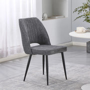 Set 4 Sedia Naila grigio con Schienale Trapuntato a Righe Verticali e Gambe in Metallo Nero