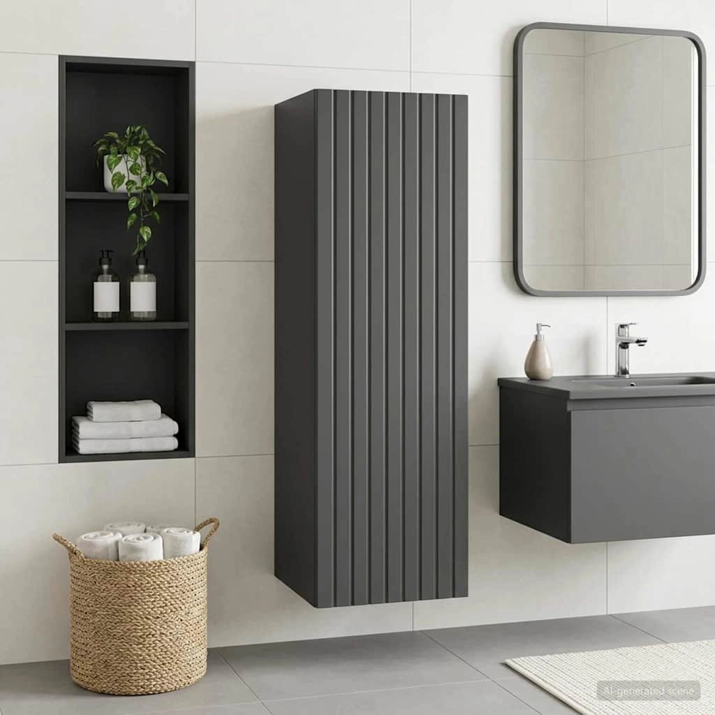 Mobiletto da Bagno a Muro Nero 33 x 34,5 x 60 cm 890663