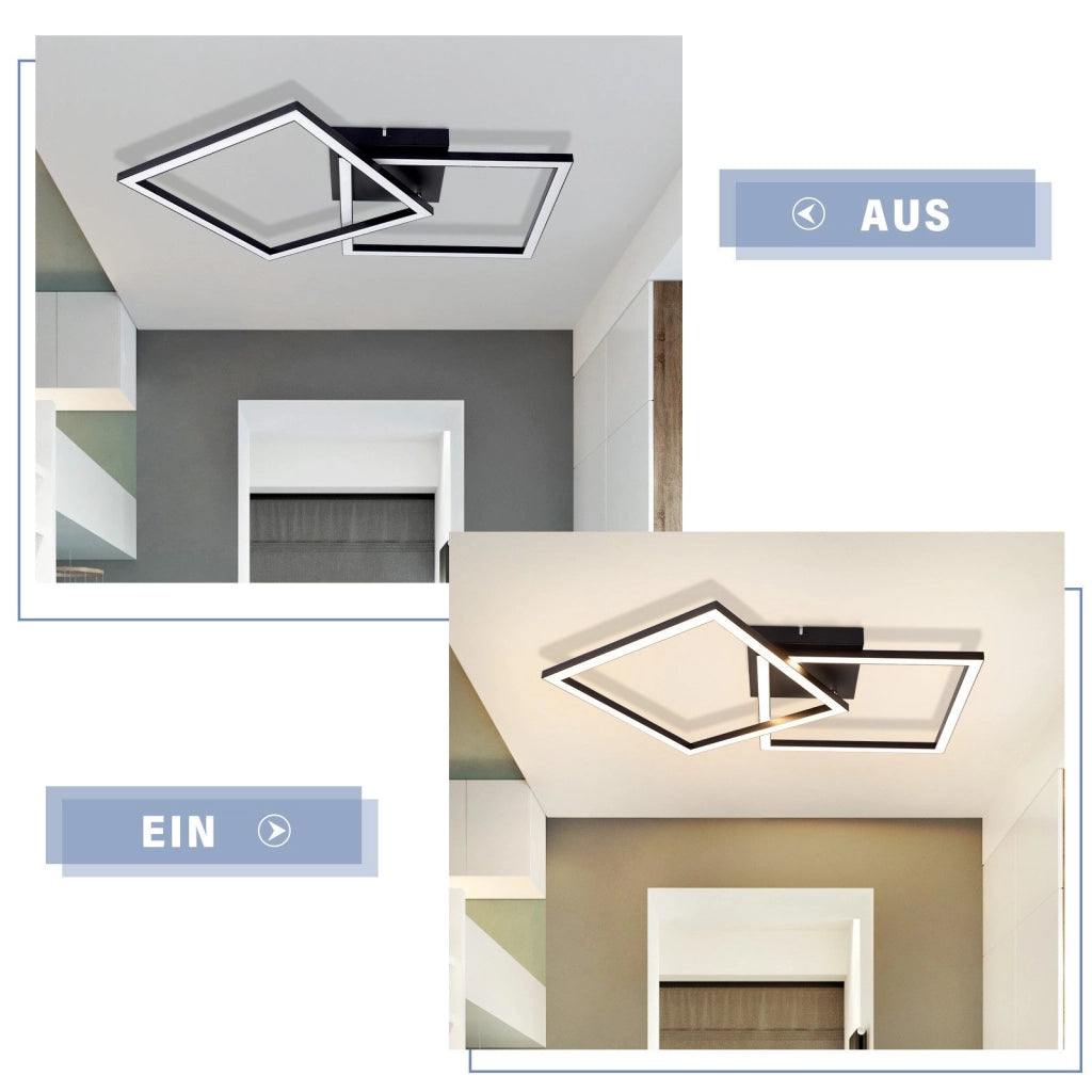 ZMH Lampada da soffitto plafoniera LED quadrata nera 3000K moderna per soggiorno corridoio cucina