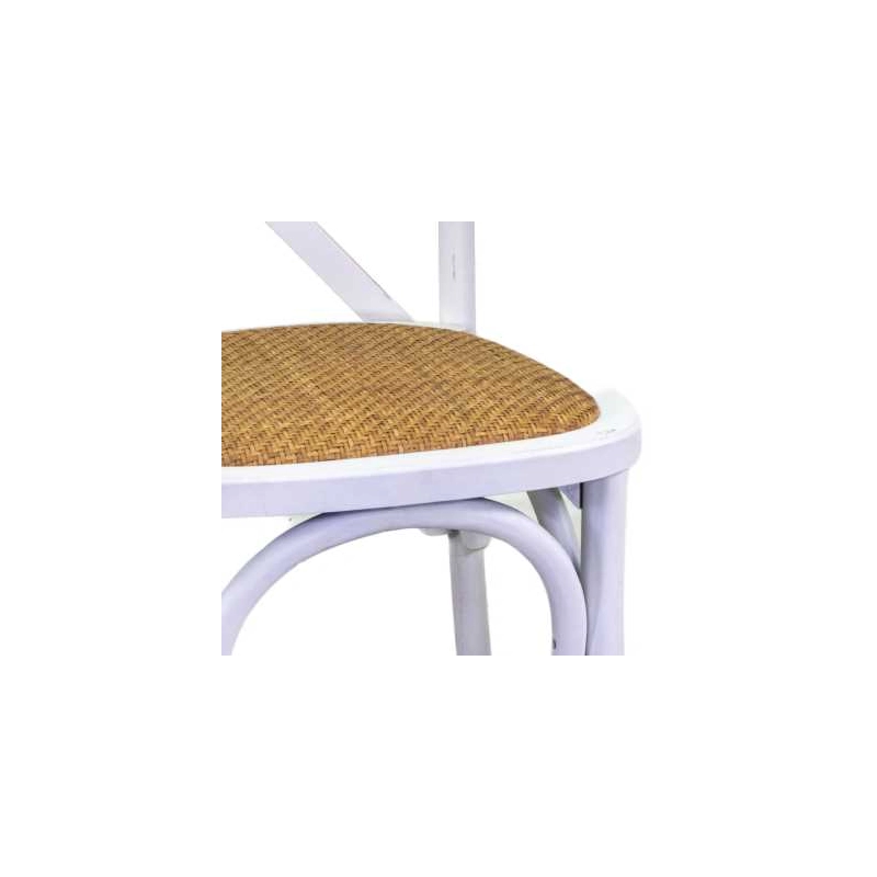 Sedia legno cross bianco antico seduta intreccio impilabile cm 50x50h46,5/88