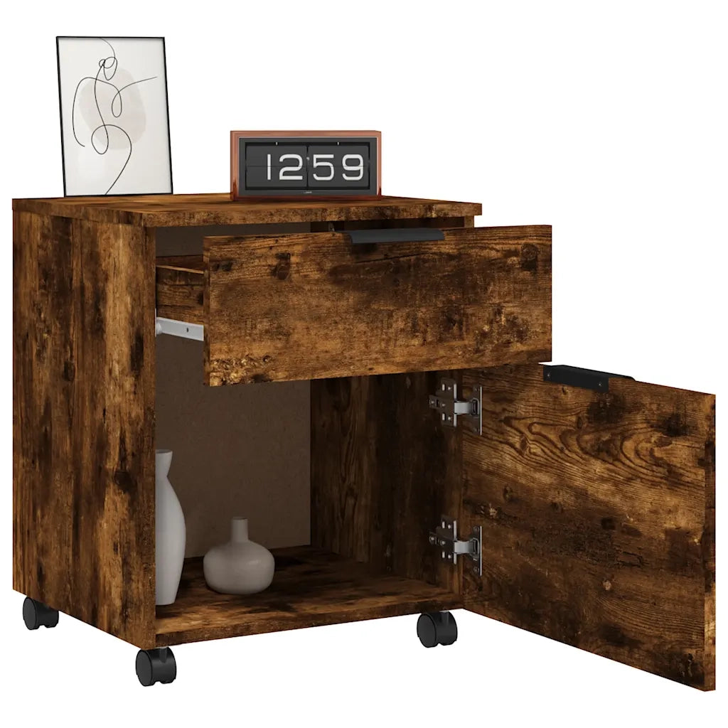 Schedario con Ruote Rovere Fumo 45x38x54 cm Legno Multistrato CFW3120343