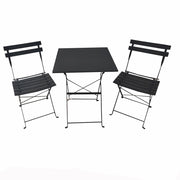 Set Tavolino e 2 Sedie Pieghevole 55x55x70 cm in Ferro Nero