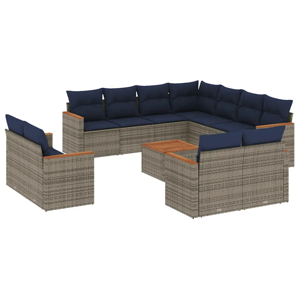 Set Divani da Giardino 12 pz con Cuscini Grigio in Polyrattan 3226509