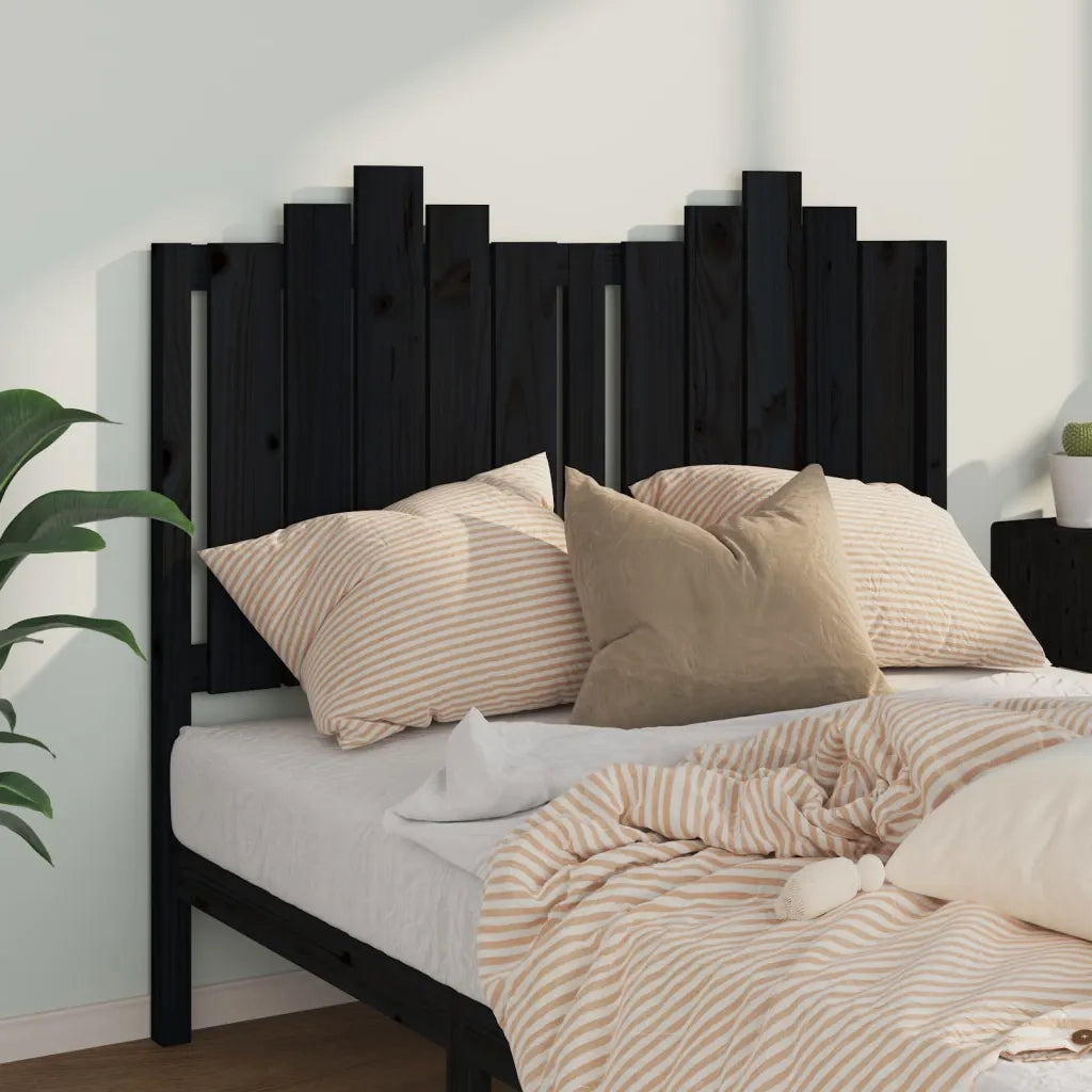 Testiera per Letto Nera 126x4x110 cm in Legno Massello di Pino 818464