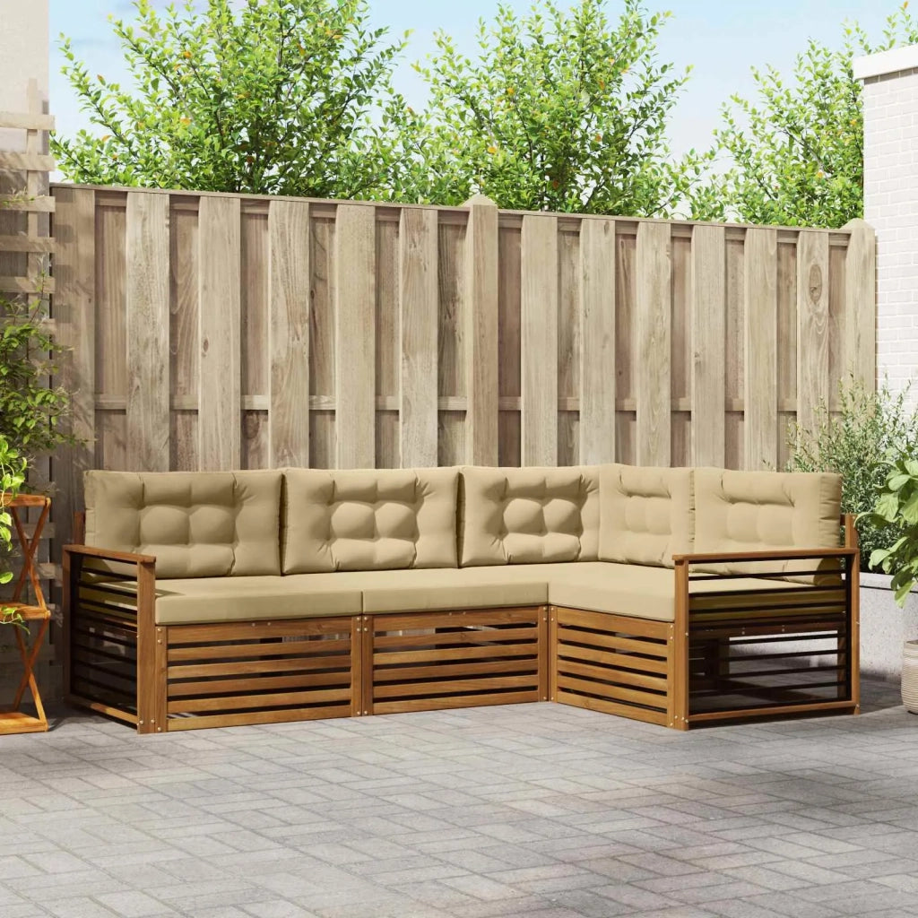 Set di divani da esterno con cuscino 4 pcs Naturale e Beige