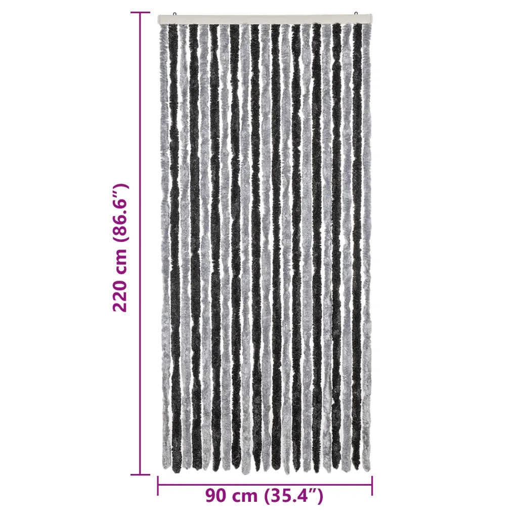 Tenda Antimosche Grigia e Nera 90x220 cm in Ciniglia CFW5715084