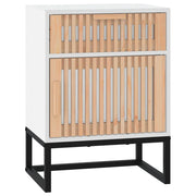 Comodino | Armadio da Notte | Mobiletto da notte Bianco 40x30x55,5 cm Legno Multistrato e Ferro